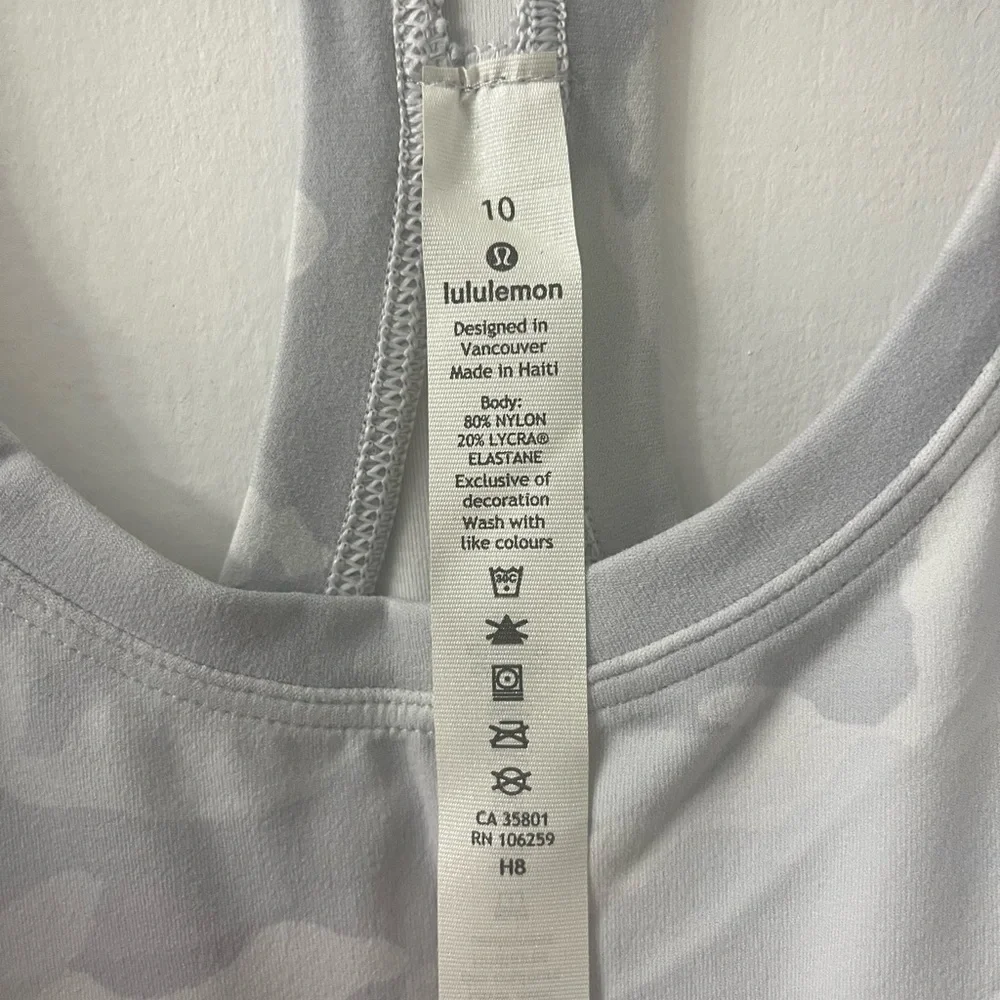 Lululemon Cool Racerback White Camo Women's Tank in size 10 - Picture 15 of 15